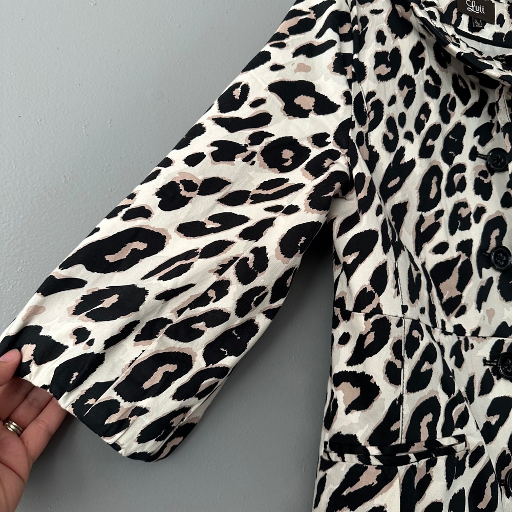 LUII LEOPARD PRINT MID-LENGTH DRESS COAT LARGE - Picture 7 of 10